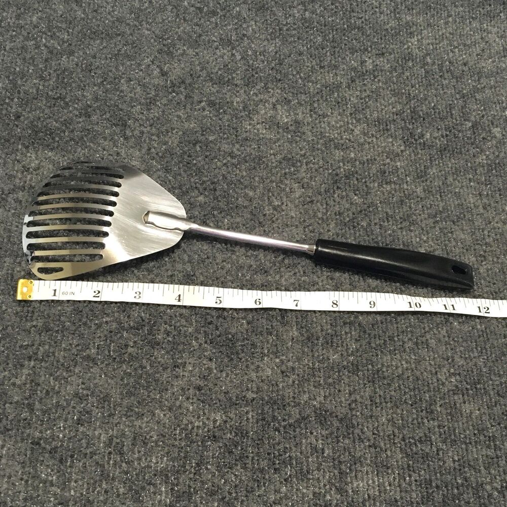 Vintage Ekco Kitchamajig Stainless Steel Retro Slotted Spatula with Black Handle - Picture 7 of 8